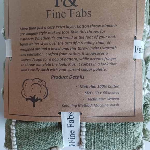 FIN FABS Decorative 100% Cotton Throw Blanket - Picture 6 of 8